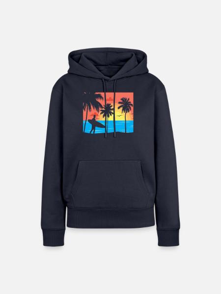 Surfer am Strand - Frauen Premium Bio Hoodie - Navy