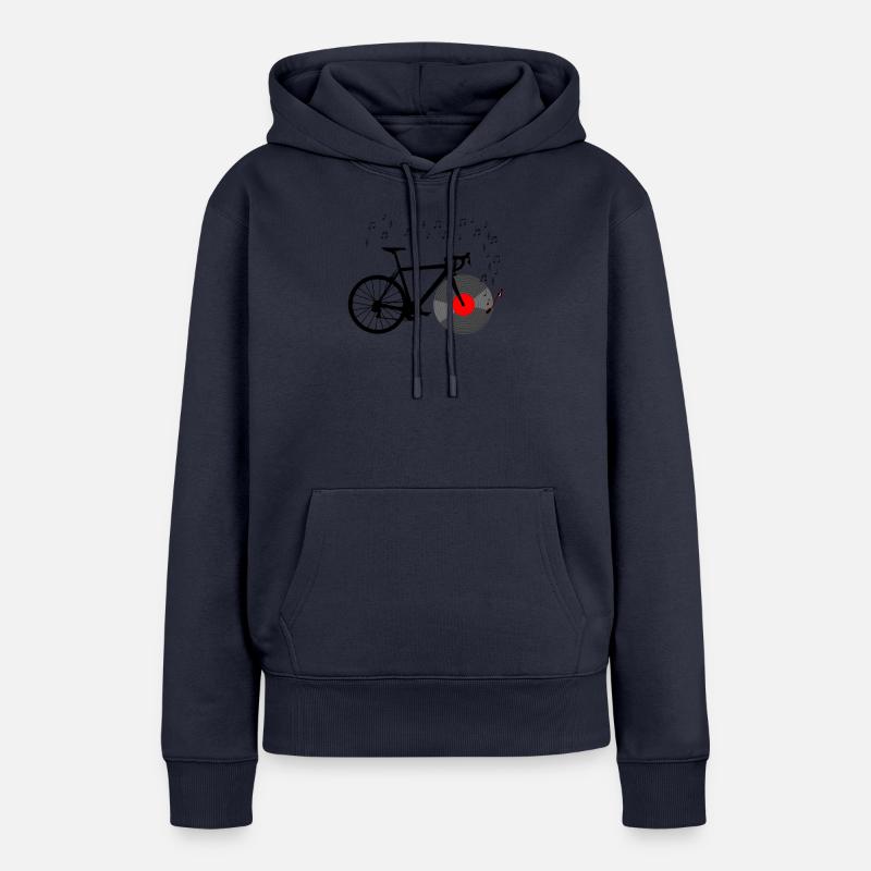 Vélo de course Platine et notes musicales - Sweat à capuche Premium bio Femme - bleu marine