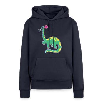Dinosaurier hat schlechte Laune - Frauen Premium Bio Hoodie - Navy - Vorne - Julia (174cm)