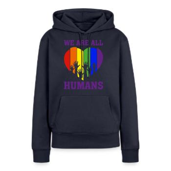 Christopher Streed Day We are ALL HUMANS Geschenk - Frauen Premium Bio Hoodie - Navy - Vorne - Julia (174cm)