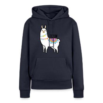 Team Lama - Geschenk lama Peru etc. - Frauen Premium Bio Hoodie - Navy - Vorne - Julia (174cm)