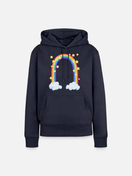 Regenbogen - Frauen Premium Bio Hoodie - Navy