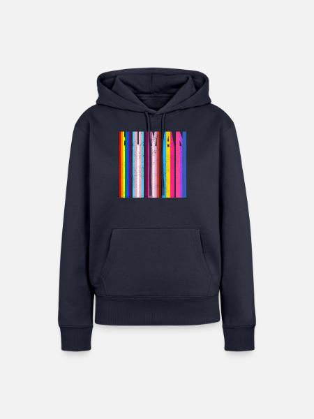 HUMAN in LGBTQ Flagge Farben - LGBTQ Flagge - Frauen Premium Bio Hoodie - Navy