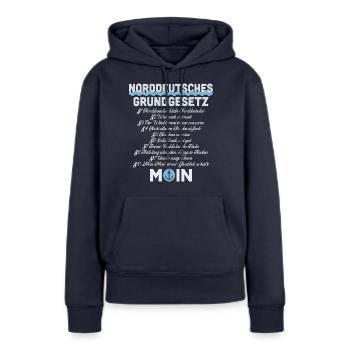 Norddeutsches Grundgesetz - Frauen Premium Bio Hoodie - Navy - Vorne - Julia (174cm)