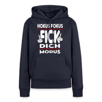 Hokus Pokus Fick dich Modus - Frauen Premium Bio Hoodie - Navy - Vorne - Julia (174cm)