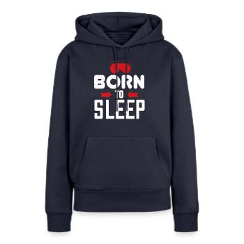 Né pour dormir 01 - Sweat à capuche Premium bio Femme - bleu marine - Devant - Julia (174cm)
