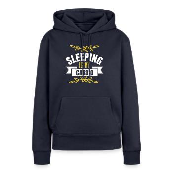 Schlafen ist mein Cardio - Frauen Premium Bio Hoodie - Navy - Vorne - Julia (174cm)