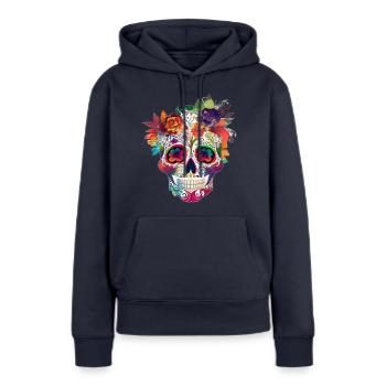 Schädel | Zucker-Schädel Schädel | Kunst | Schädel - Frauen Premium Bio Hoodie - Navy - Vorne - Julia (174cm)
