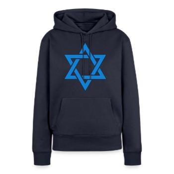 Israël étoile étoile de David hexagramme judaïsme symbole - Sweat à capuche Premium bio Femme - bleu marine - Devant - Julia (174cm)