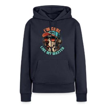 Ich bin cool wie mein Herrchen - Frauen Premium Bio Hoodie - Navy - Vorne - Julia (174cm)