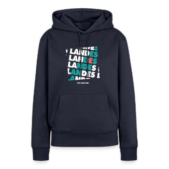 025 LANDES - Sweat à capuche Premium bio Femme - bleu marine - Devant - Julia (174cm)