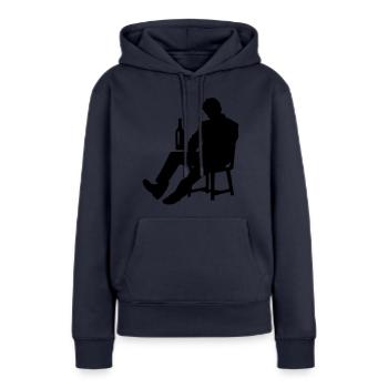 Homme ivre buvant ivre - Sweat à capuche Premium bio Femme - bleu marine - Devant - Julia (174cm)