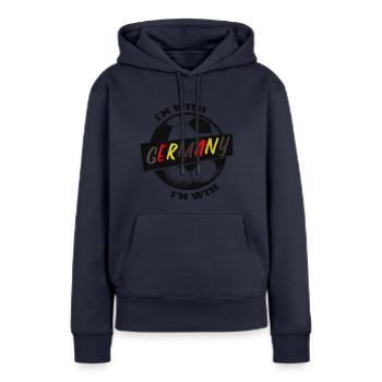 Équipe nationale de football Je suis avec l’Allemagne - Sweat à capuche Premium bio Femme - bleu marine - Devant - Julia (174cm)