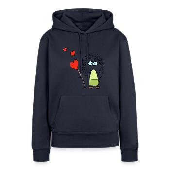 Dame du Cœur DeHai - Sweat à capuche Premium bio Femme - bleu marine - Devant - Julia (174cm)