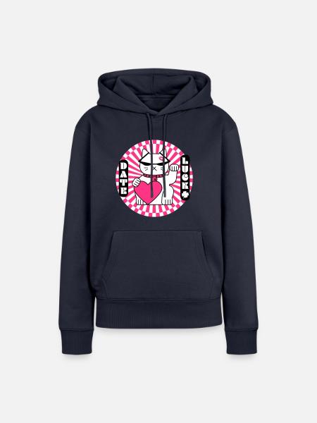 Date Glückskatze - Frauen Premium Bio Hoodie - Navy