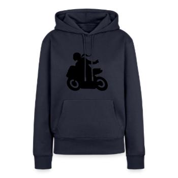 Motorcycle Greeting BikerIn Bikergirl - Women’s Premium Organic Hoodie - navy - Front - Julia (174cm)