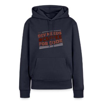 Dev needs #C0FFEE for code (light) - Women’s Premium Organic Hoodie - navy - Front - Julia (174cm)