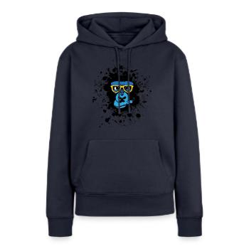 gorille etoile singe gorilla primate lunette fanta - Sweat à capuche Premium bio Femme - bleu marine - Devant - Julia (174cm)
