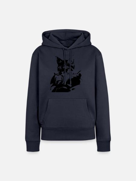 Katze mit Rüstung - Frauen Premium Bio Hoodie - Navy