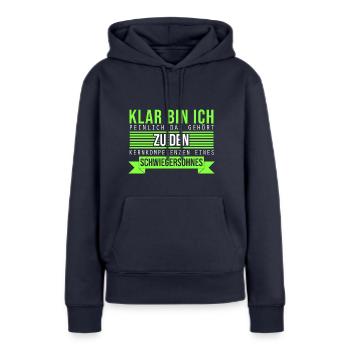 Embarrassant compétence de base du gendre motif - Sweat à capuche Premium bio Femme - bleu marine - Devant - Julia (174cm)