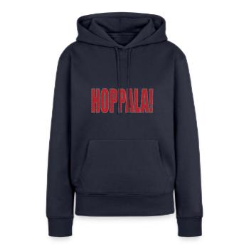 Hoppala - uups! - Sweat à capuche Premium bio Femme - bleu marine - Devant - Julia (174cm)
