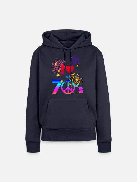70er Liebe - Frauen Premium Bio Hoodie - Navy