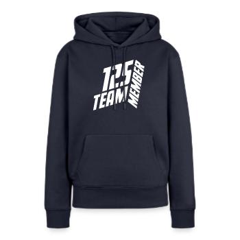 MEMBRE DE L’ÉQUIPE 125 NUMÉRO DE MAILLOT NUMÉRO DE MAILLOT - Sweat à capuche Premium bio Femme - bleu marine - Devant - Julia (174cm)