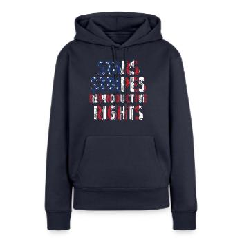 Stars Stripes Reproduktive Rechte 4. Juli - Frauen Premium Bio Hoodie - Navy - Vorne - Julia (174cm)