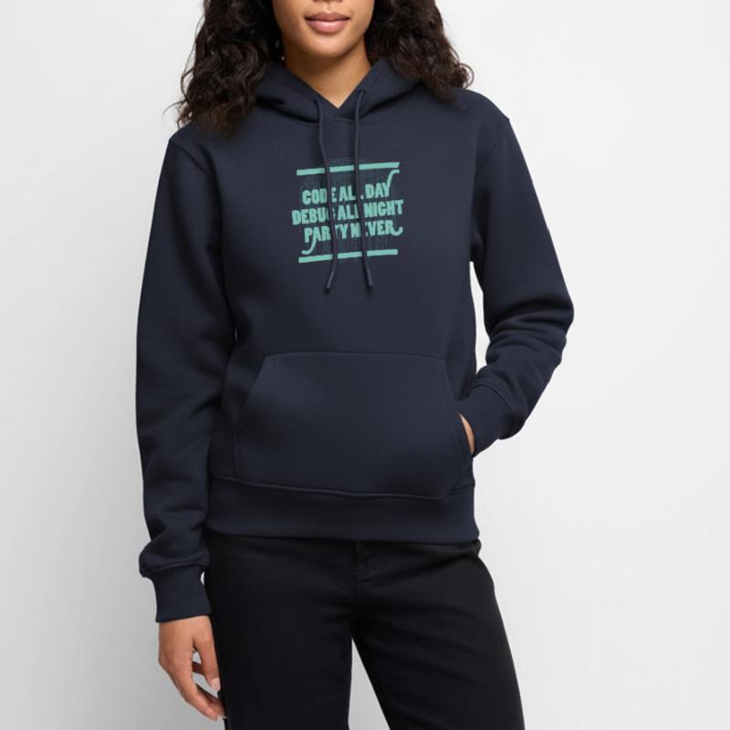 Code All Day Programmierer Hacker Computercode Frauen Premium Bio Hoodie