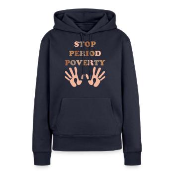 Stop Time Pauvreté Les gens disent non misère - Sweat à capuche Premium bio Femme - bleu marine - Devant - Julia (174cm)