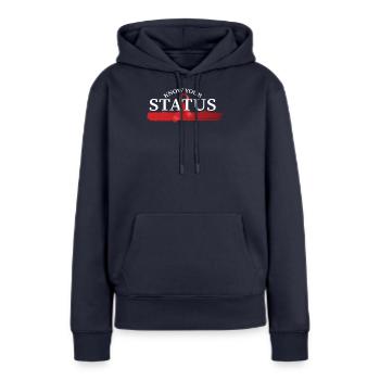 Connaissez votre statut Bureaucratie Soutien Sang - Sweat à capuche Premium bio Femme - bleu marine - Devant - Julia (174cm)