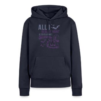 Je veux célébrer Halloween - Sweat à capuche Premium bio Femme - bleu marine - Devant - Julia (174cm)