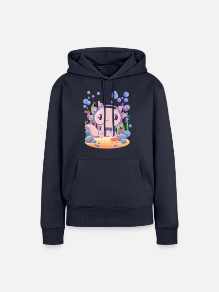 Axolotl zockt unter Wasser - Frauen Premium Bio Hoodie - Navy