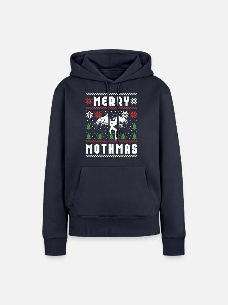 Mothman Hässlicher Weihnachtspullover Merry Mothmas - Frauen Premium Bio Hoodie - Navy