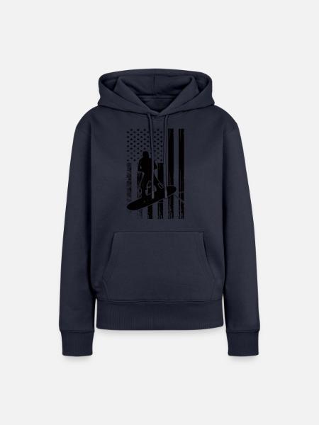 Wakeboarding US Flag Wakeboarding Wakeboarder - Frauen Premium Bio Hoodie - Navy