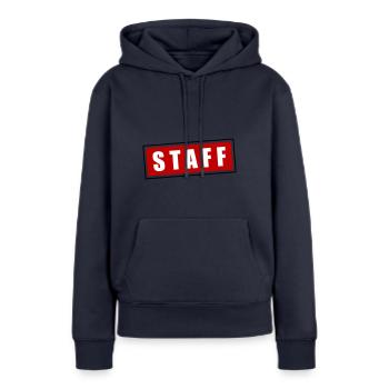 staff - Sweat à capuche Premium bio Femme - bleu marine - Devant - Julia (174cm)