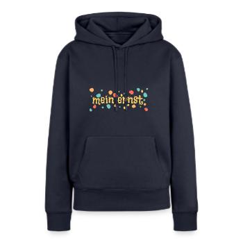 Ernst - Frauen Premium Bio Hoodie - Navy - Vorne - Julia (174cm)