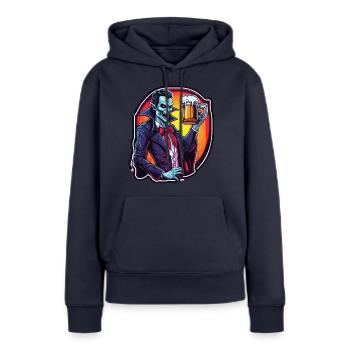 Vampire / Dracula / Suceur de sang / Halloween / Mythe - Sweat à capuche Premium bio Femme - bleu marine - Devant - Julia (174cm)
