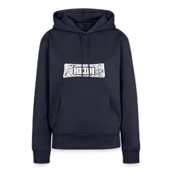Nom de naissance Heidi - Sweat à capuche Premium bio Femme - bleu marine - Devant - Julia (174cm)