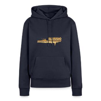Geschenk für Alessio - Frauen Premium Bio Hoodie - Navy - Vorne - Julia (174cm)