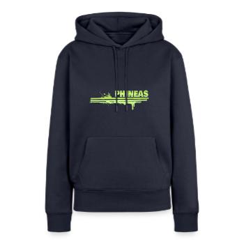 Phineas als Farbklecks - Frauen Premium Bio Hoodie - Navy - Vorne - Julia (174cm)