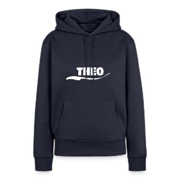 Cadeau pour théo - Sweat à capuche Premium bio Femme - bleu marine - Devant - Julia (174cm)