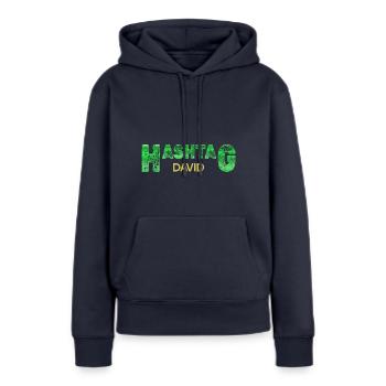 David - Frauen Premium Bio Hoodie - Navy - Vorne - Julia (174cm)