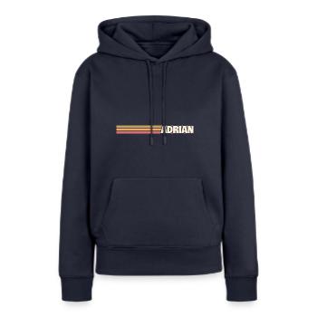 Prénom pour Adrian Style Retro - Sweat à capuche Premium bio Femme - bleu marine - Devant - Julia (174cm)