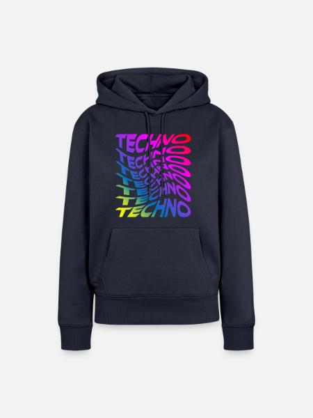 Trippy Techno Regenbogen - Frauen Premium Bio Hoodie - Navy