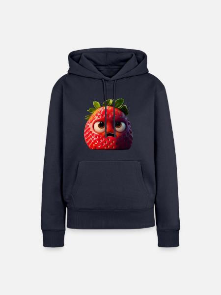Grumpy Strawberry - Frauen Premium Bio Hoodie - Navy