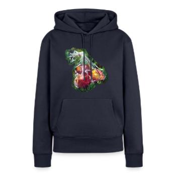 Pommes pique- - Sweat à capuche Premium bio Femme - bleu marine - Devant - Julia (174cm)