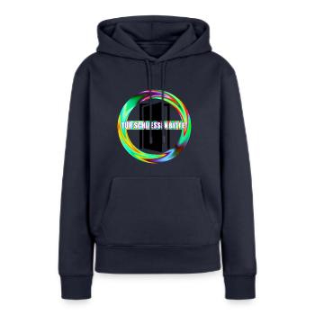 Tuer schliessen bitte | Tür schließen bitte - Frauen Premium Bio Hoodie - Navy - Vorne - Julia (174cm)