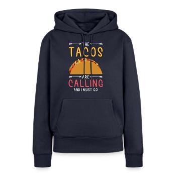 Tacos Taco appelant - Sweat à capuche Premium bio Femme - bleu marine - Devant - Julia (174cm)