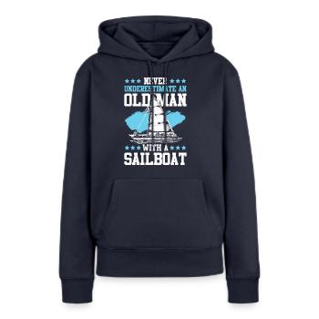 voile vieil homme - Sweat à capuche Premium bio Femme - bleu marine - Devant - Julia (174cm)